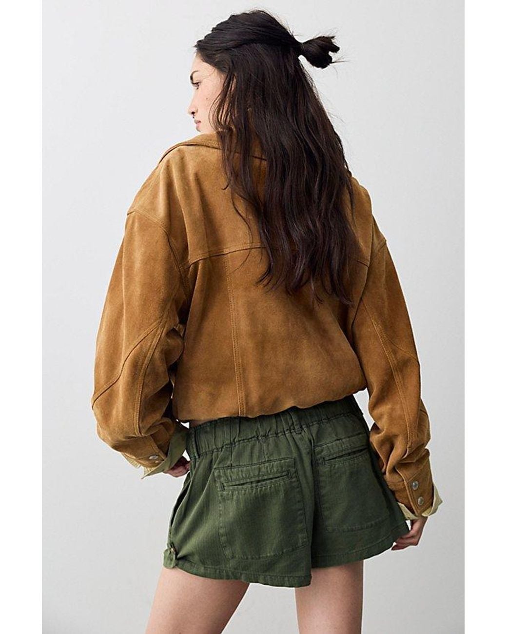 Free People Blue Waimea Slouchy Solid Shorts At In Kelp, Size: Large