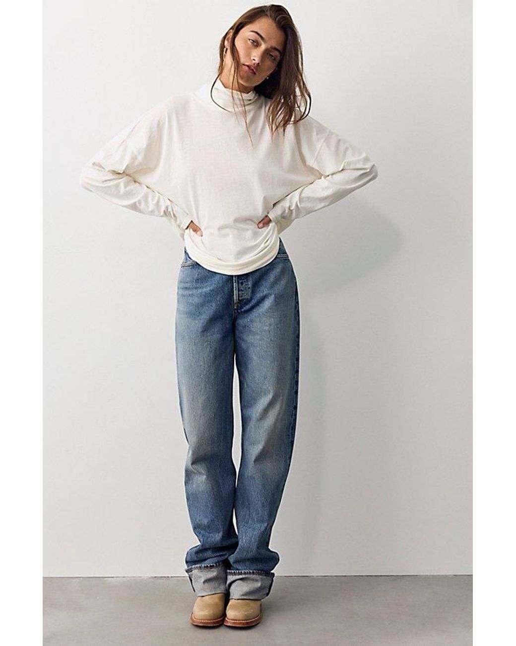 Free People Multicolor We The Free Nevada Solid Long Sleeve Top