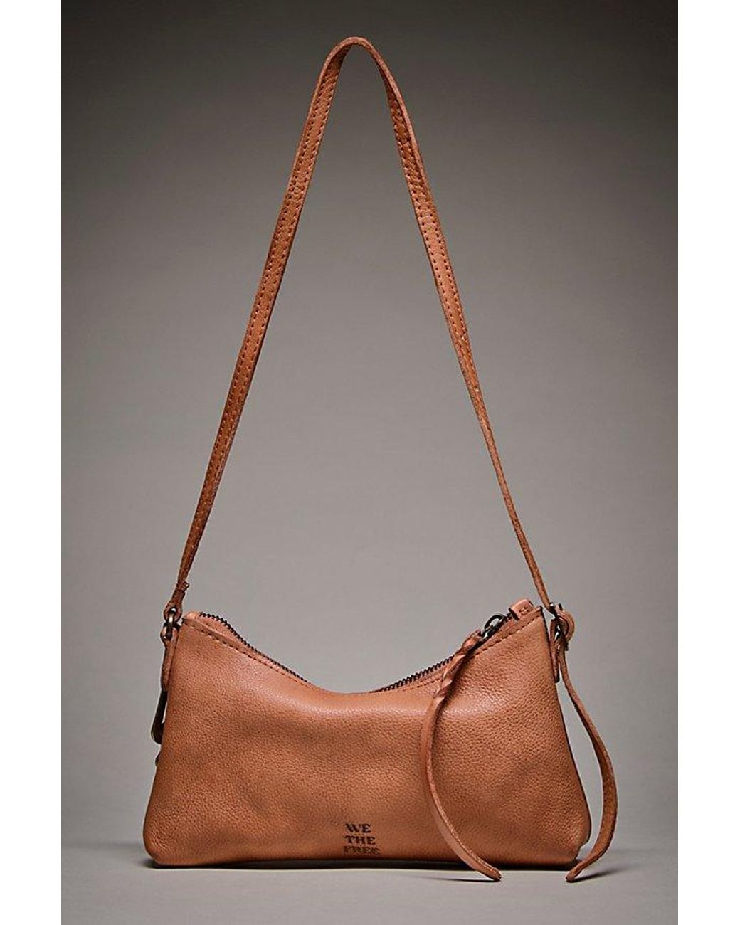 Free People Gray Sutton Leather Shoulder Bag