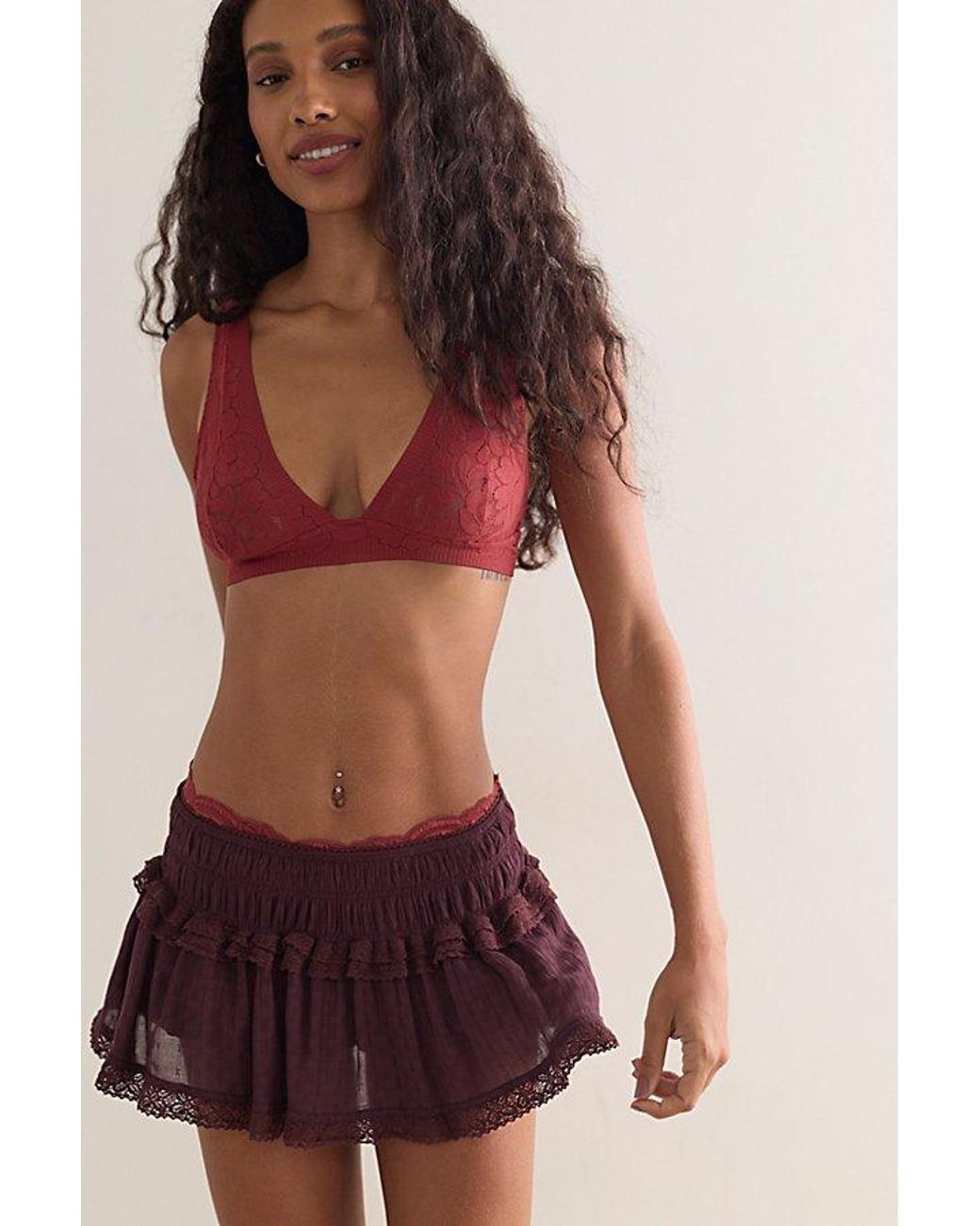 Intimately By Free People Red Smooth Talking Lace Wide-Strap Bralette By