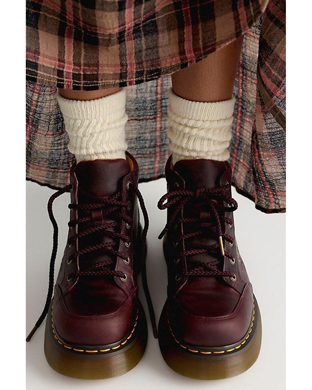 Dr. Martens Brown For Free People Buzz Floral Emboss Leather Boots Shoe