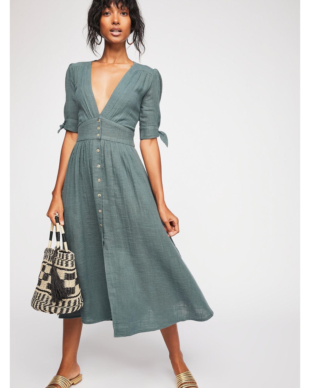 Free People Love Of My Life Midi Dress in Blue | Lyst