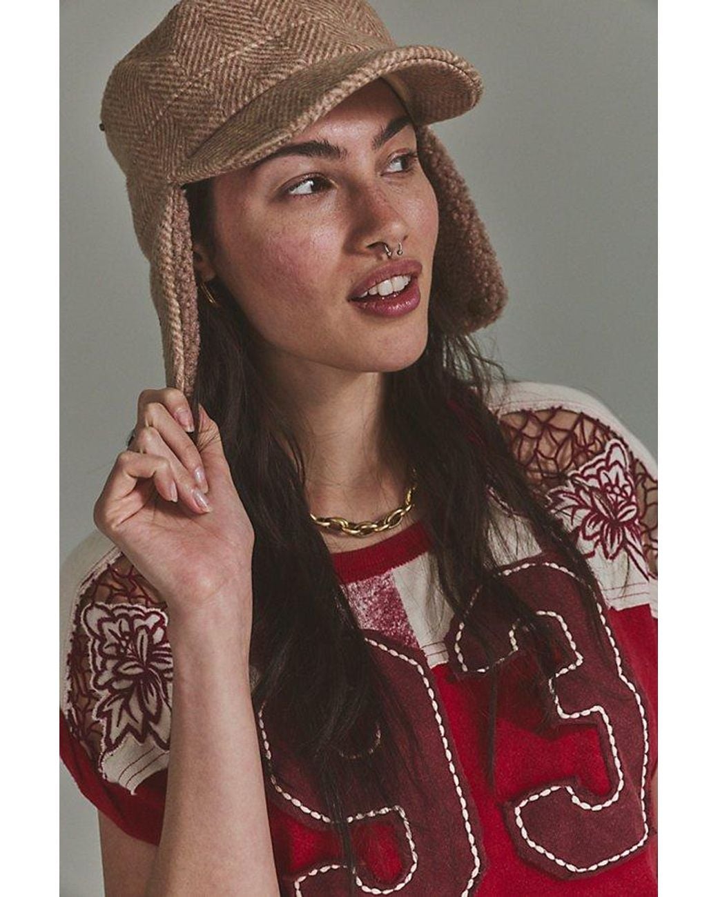 Free People Brown Cozy Convertible Cadet Hat