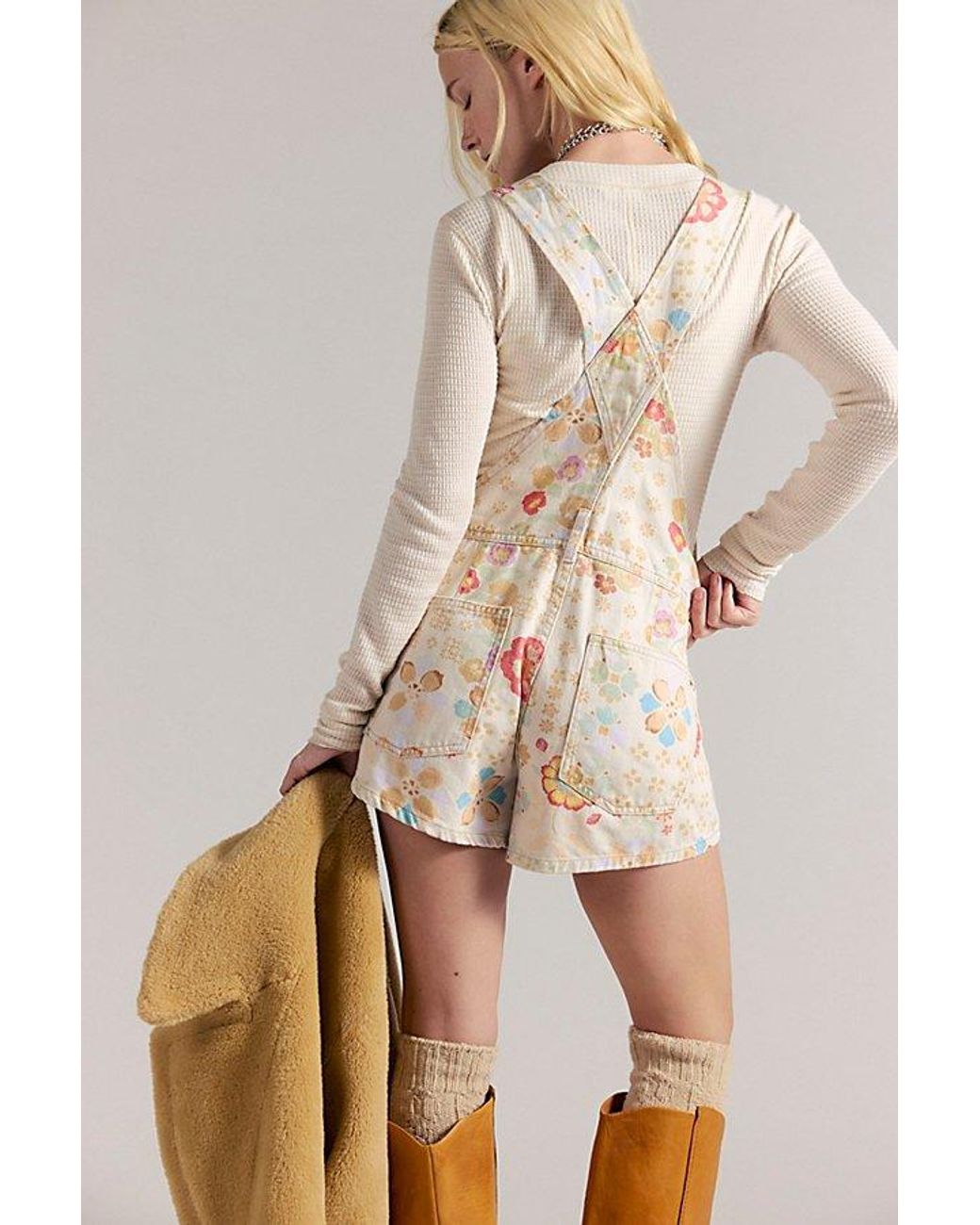 Free People Natural We The Free Ziggy Printed Shortalls