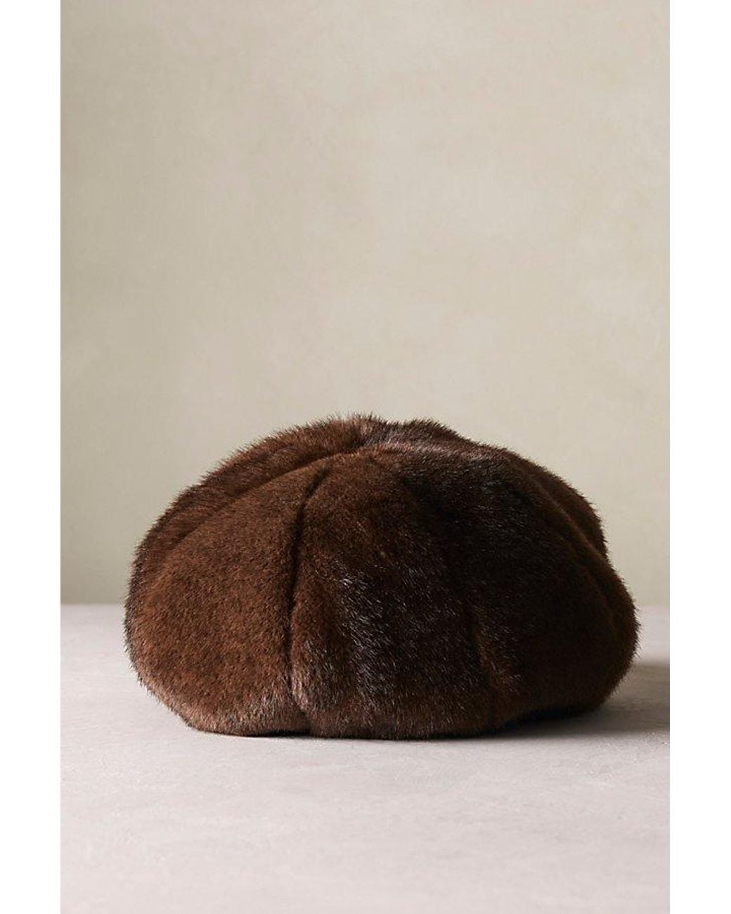 Free People Brown Teddy Faux Fur Cadet Hat