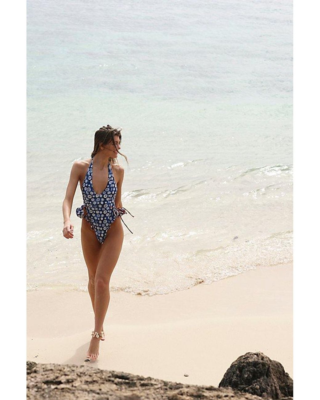 free-est Blue Lyra Printed One-Piece Swimsuit