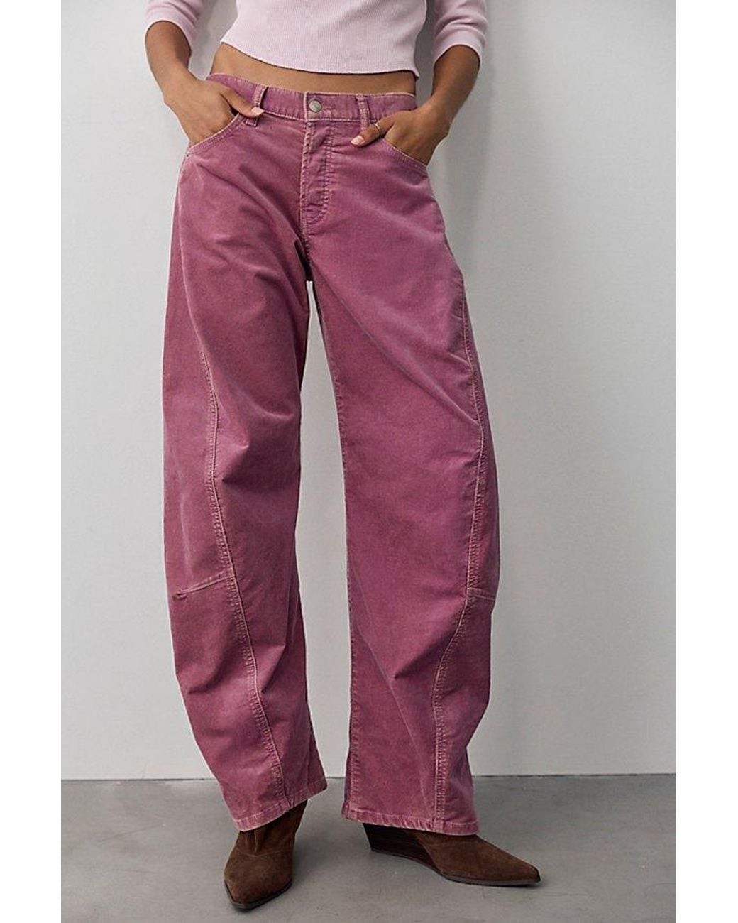 Free People Red Fable Washed Cord Twisted Jeans