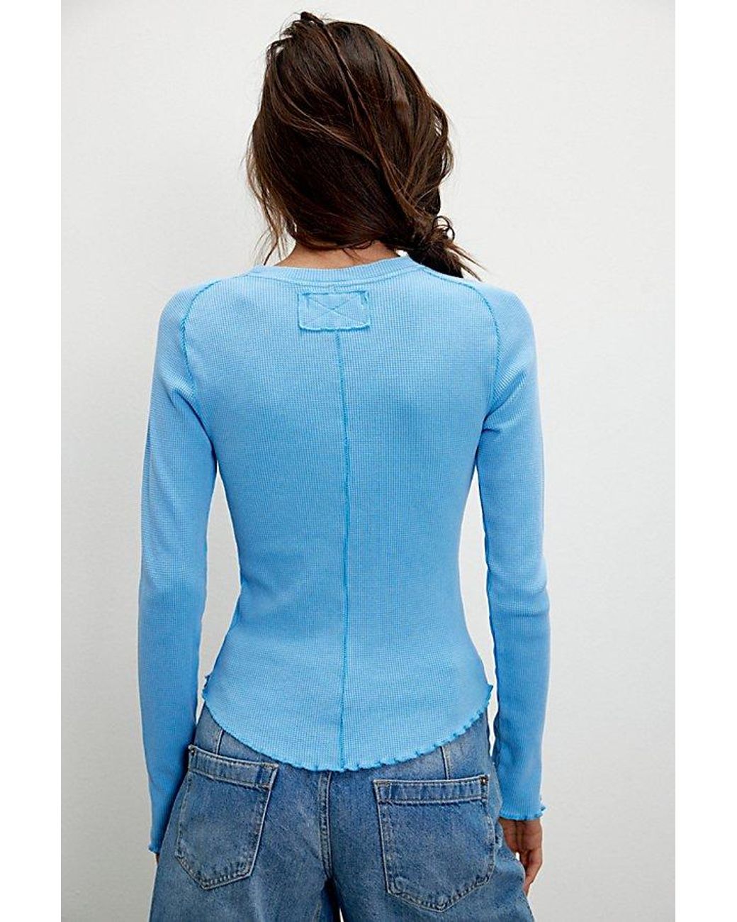 Free People Blue We The Free Easy Does It Long Sleeve Tee