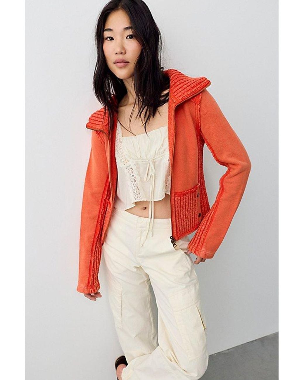 Free People Red My Inn Zip-Up