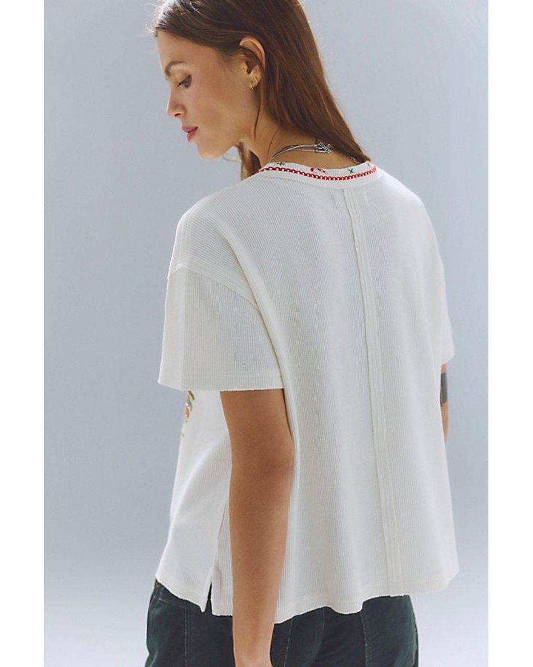 Free People Red Merry Meowy Tee