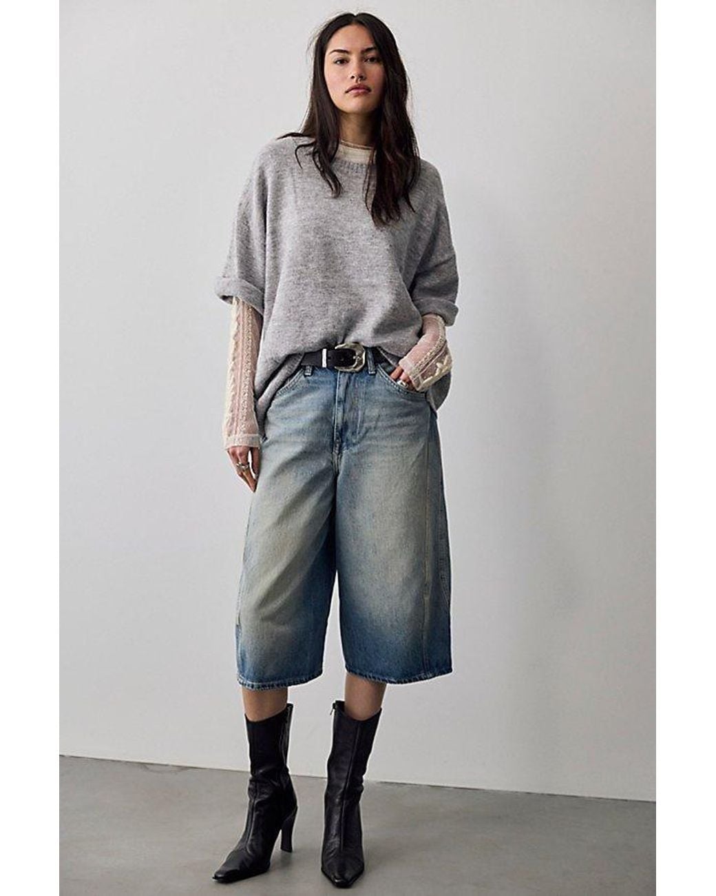 Free People Gray Margot Softspun Sweater Tee
