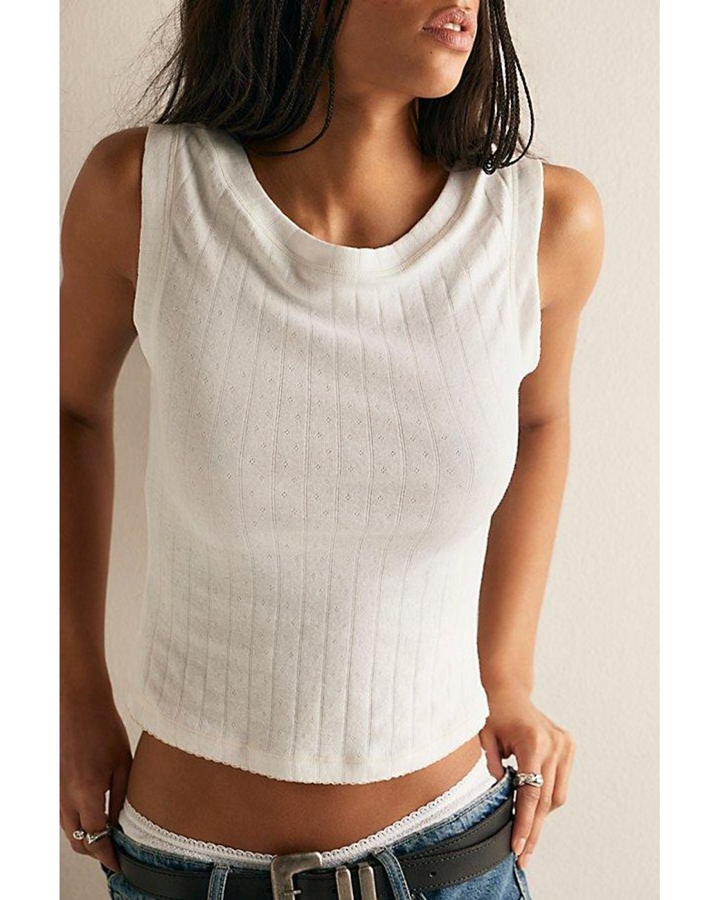 Intimately By Free People Brown End Game Pointelle Muscle Tank Top By