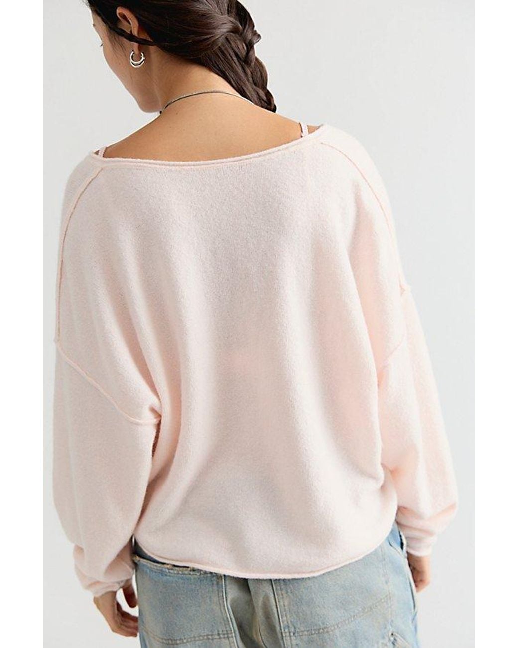 Free People Natural See Me V-Neck Knit Pullover