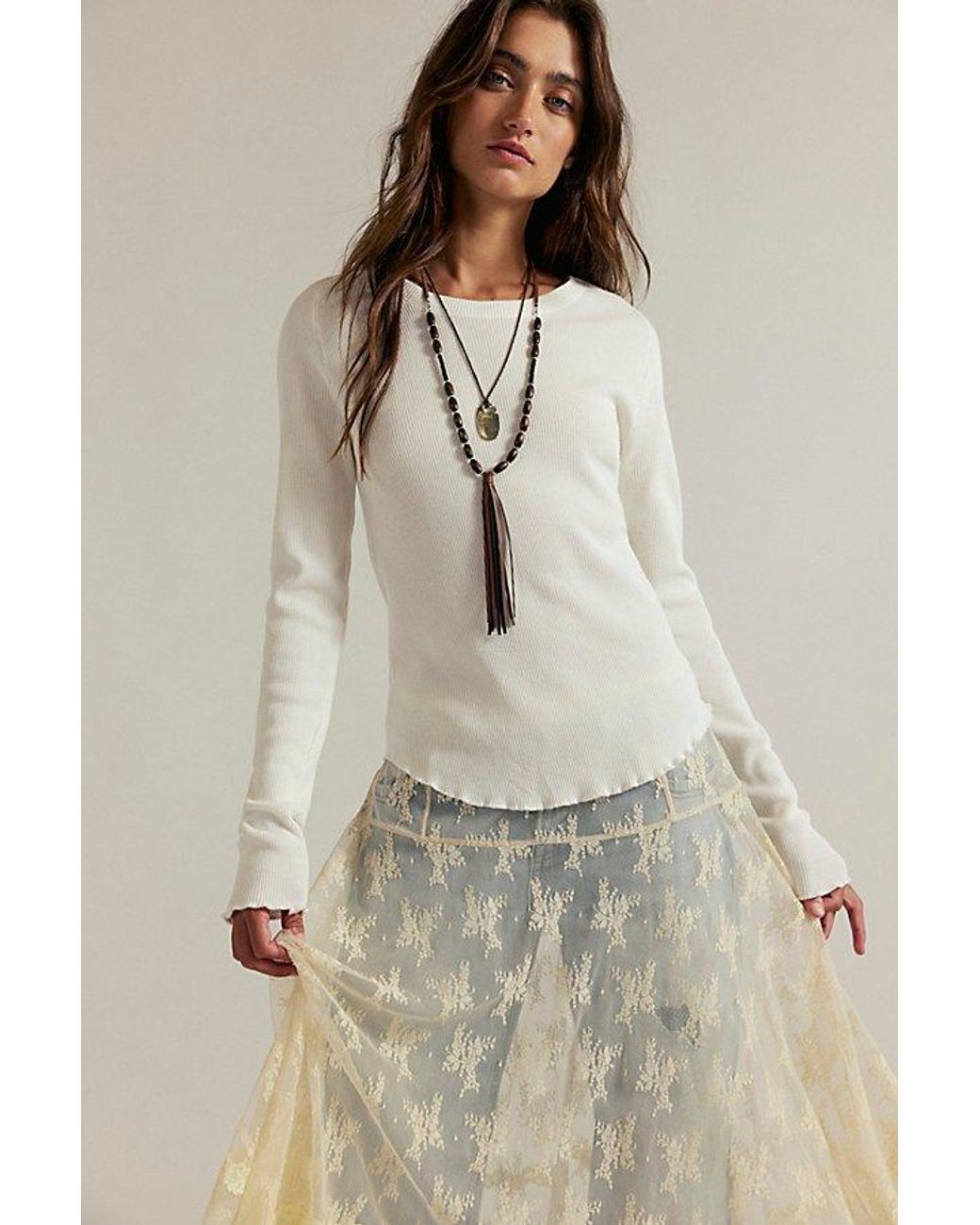 Free People Blue We The Free Easy Does It Long Sleeve Tee
