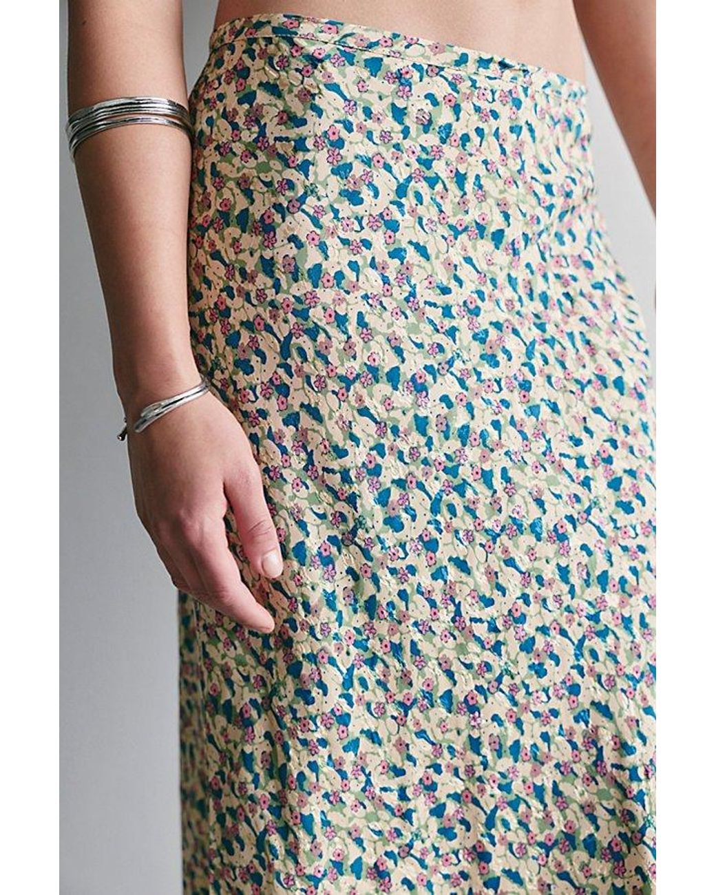 Free People Gray Bonita Printed Maxi Skirt