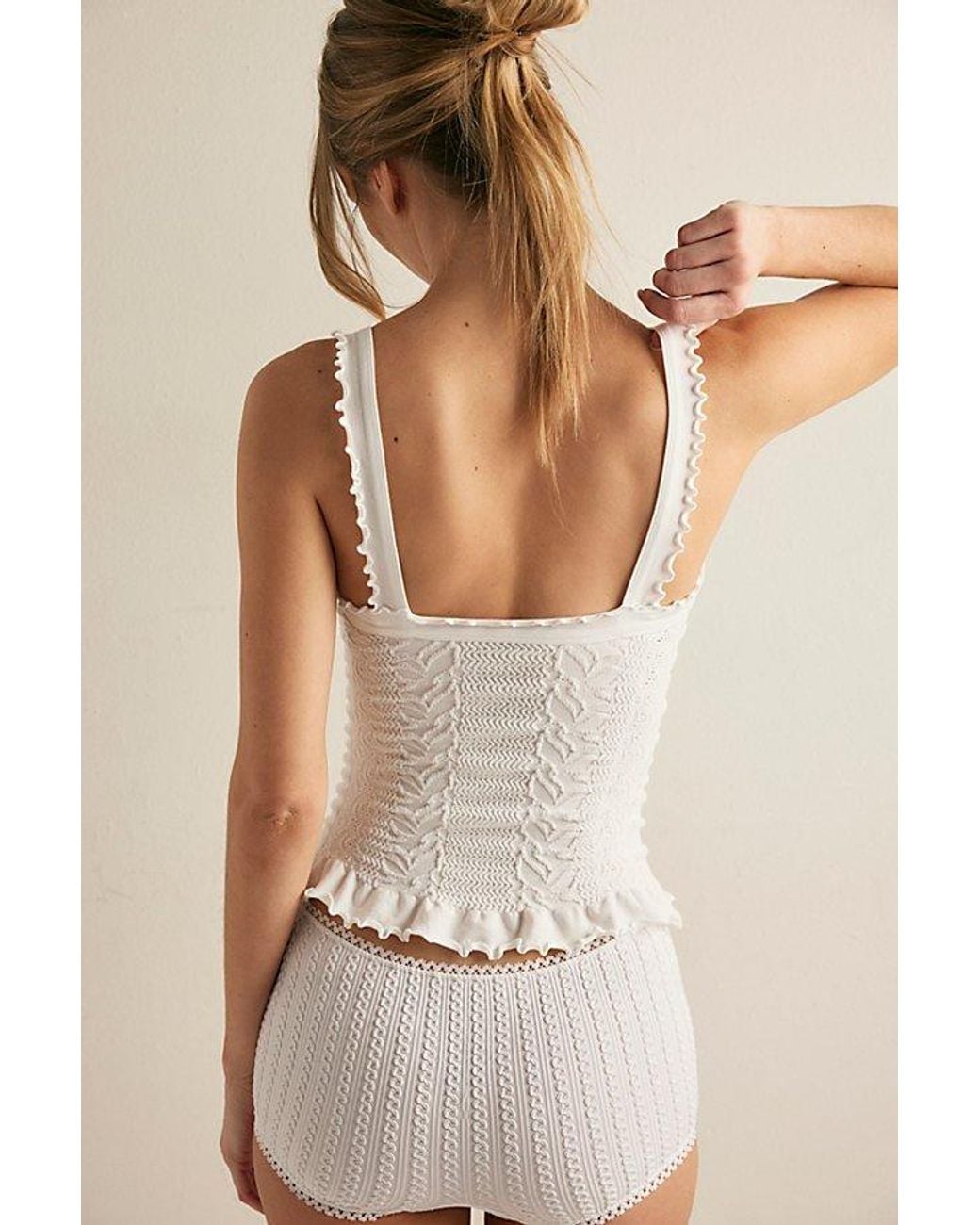 Intimately By Free People Green So Soft Frill Square Neck Tank Top By