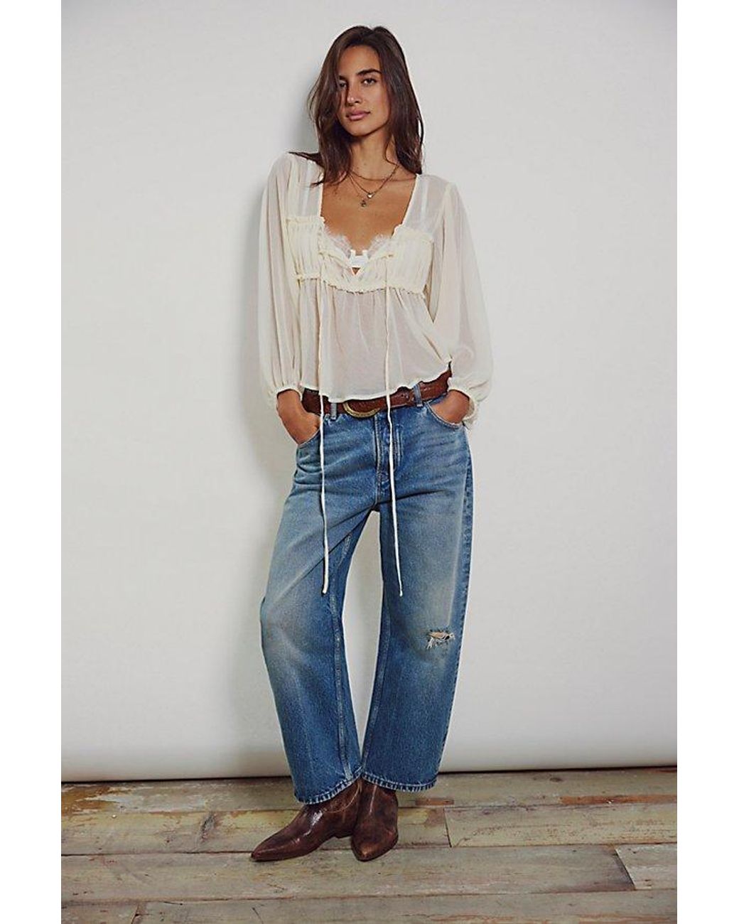 Free People Natural We The Free Deep Trance Dropped Boyfriend Jeans