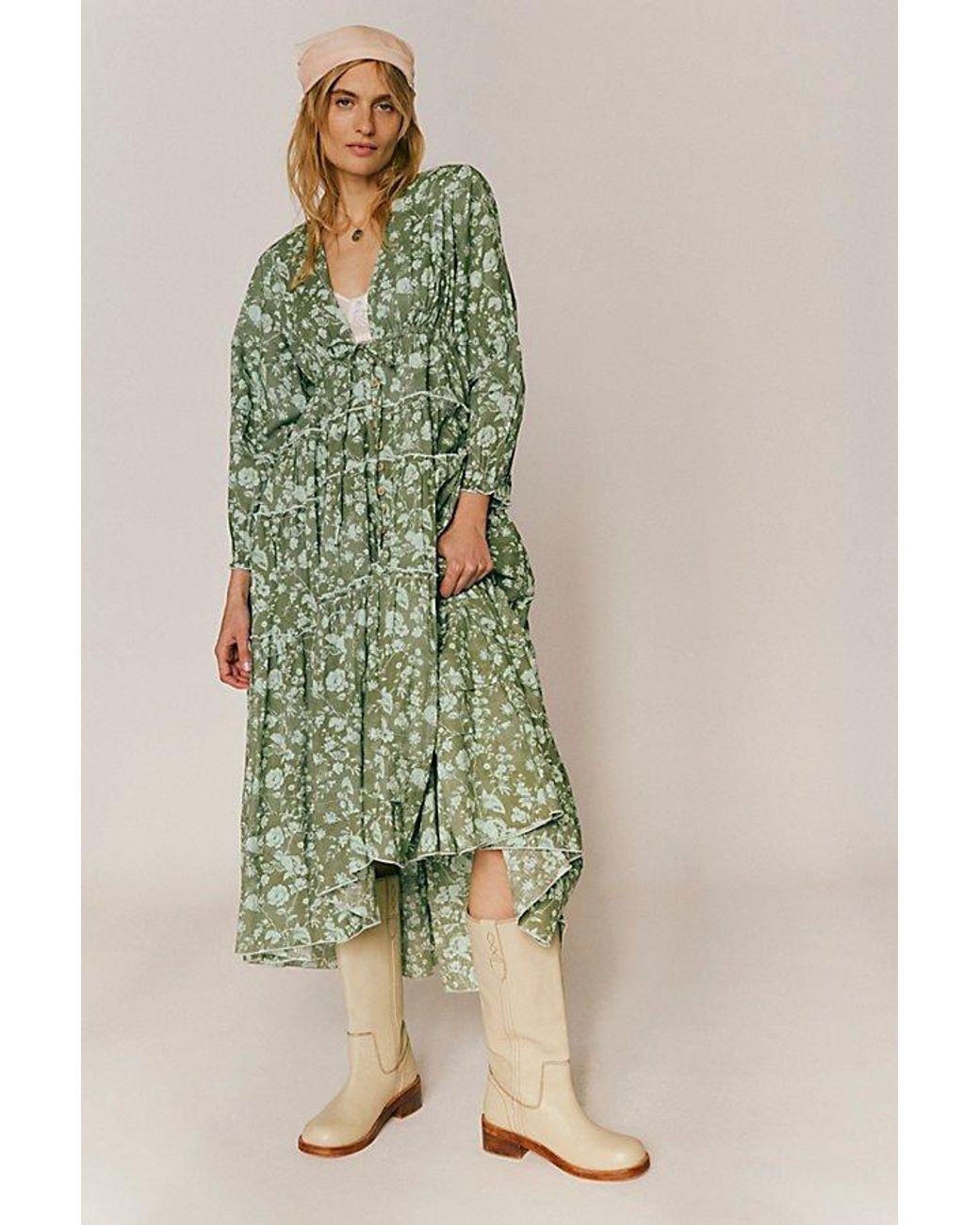 free people women's pappiet midi dress Free People pappiet floral midi dress in blue