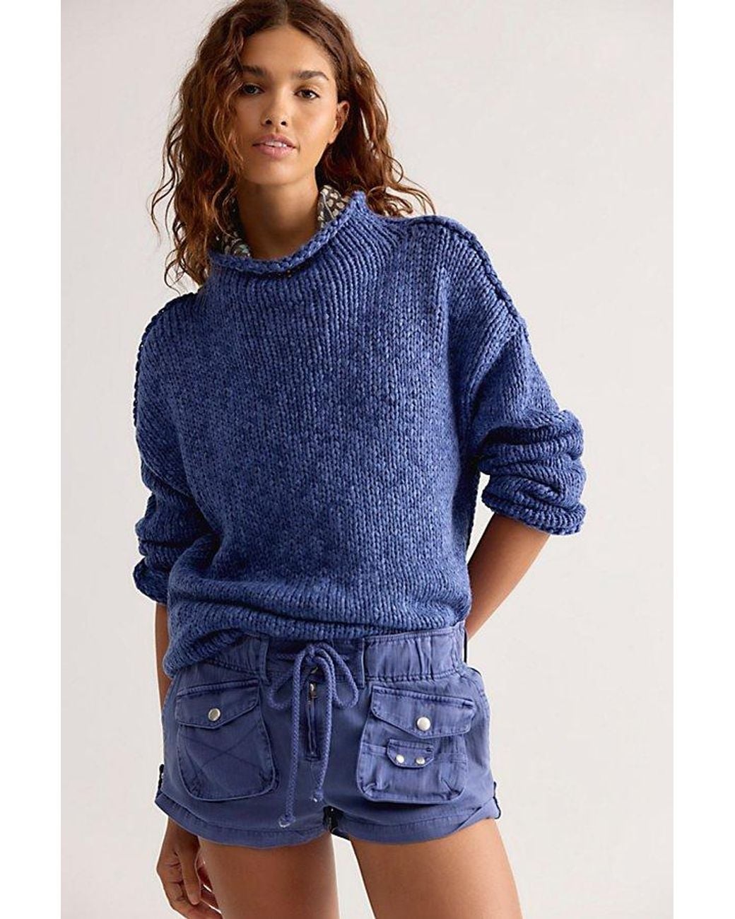 Free People Blue Opal Rollneck Knit Tunic