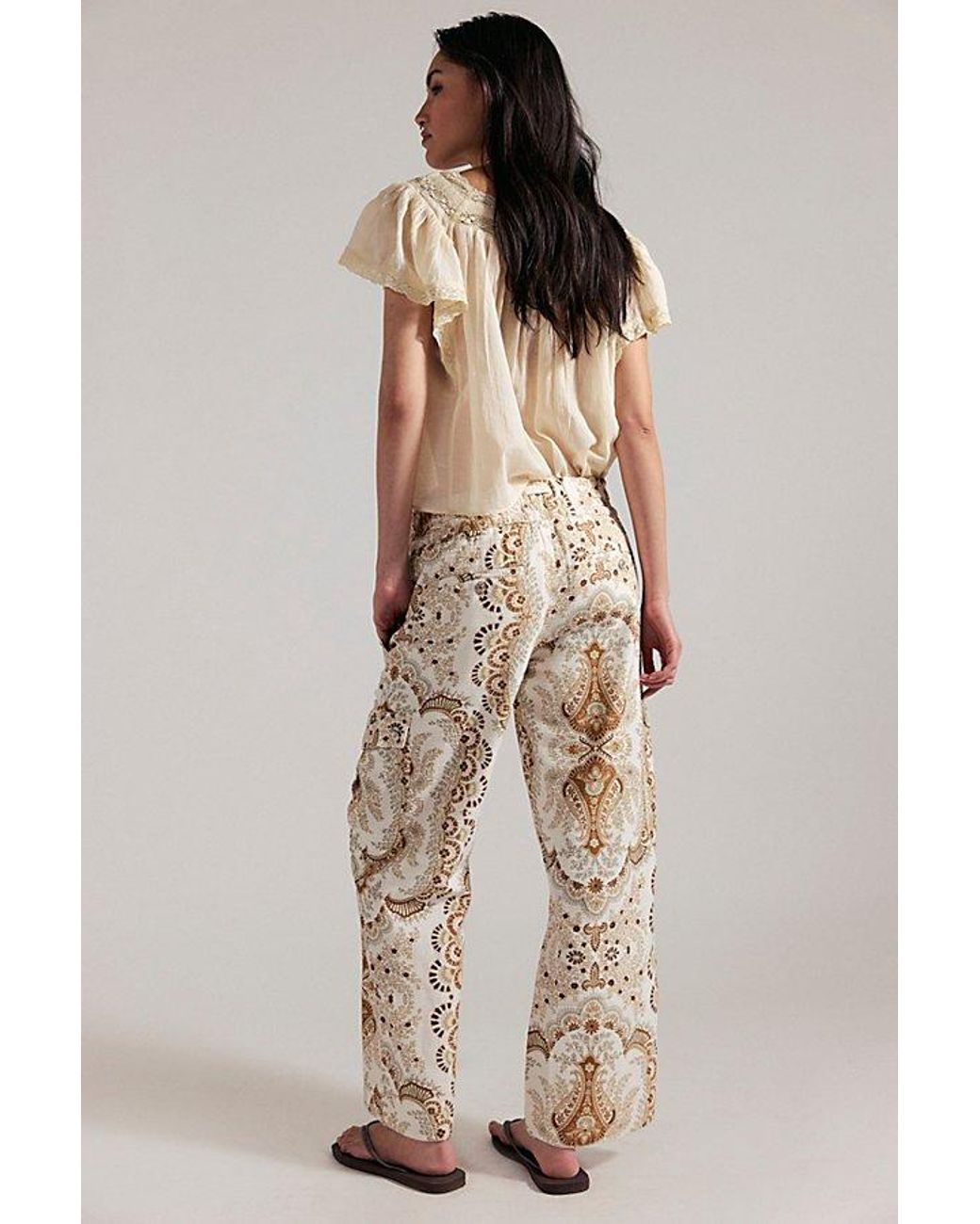 Free People Multicolor Park Ave Printed Pull-On Cargo Pants