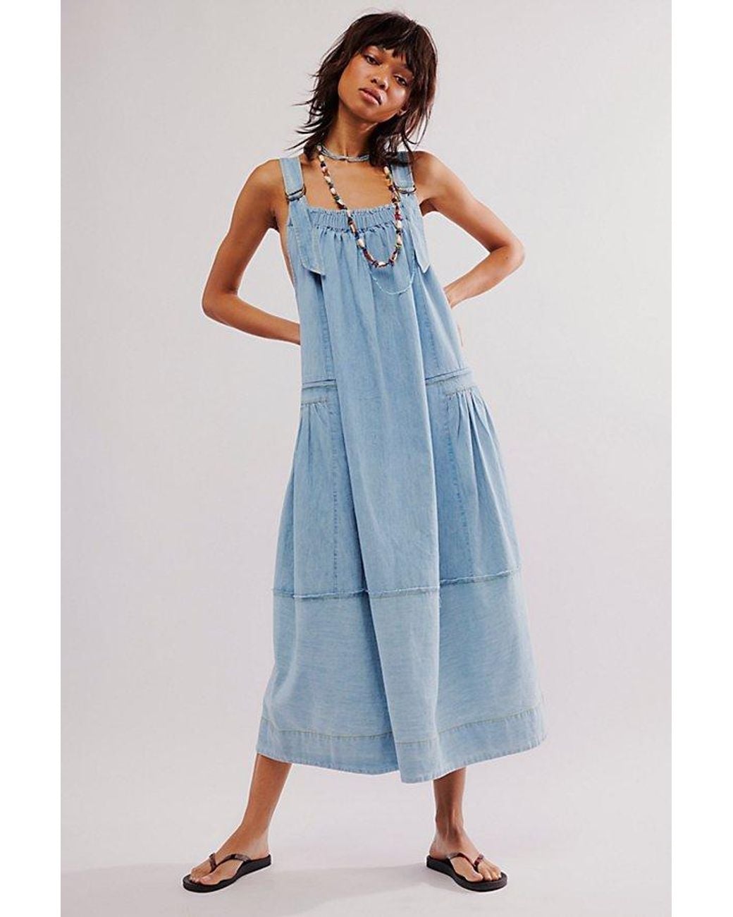 Free People Machu Barrel Midi Dress in Blue | Lyst Free People Machu Barrel Midi Dress in Blue | Lyst