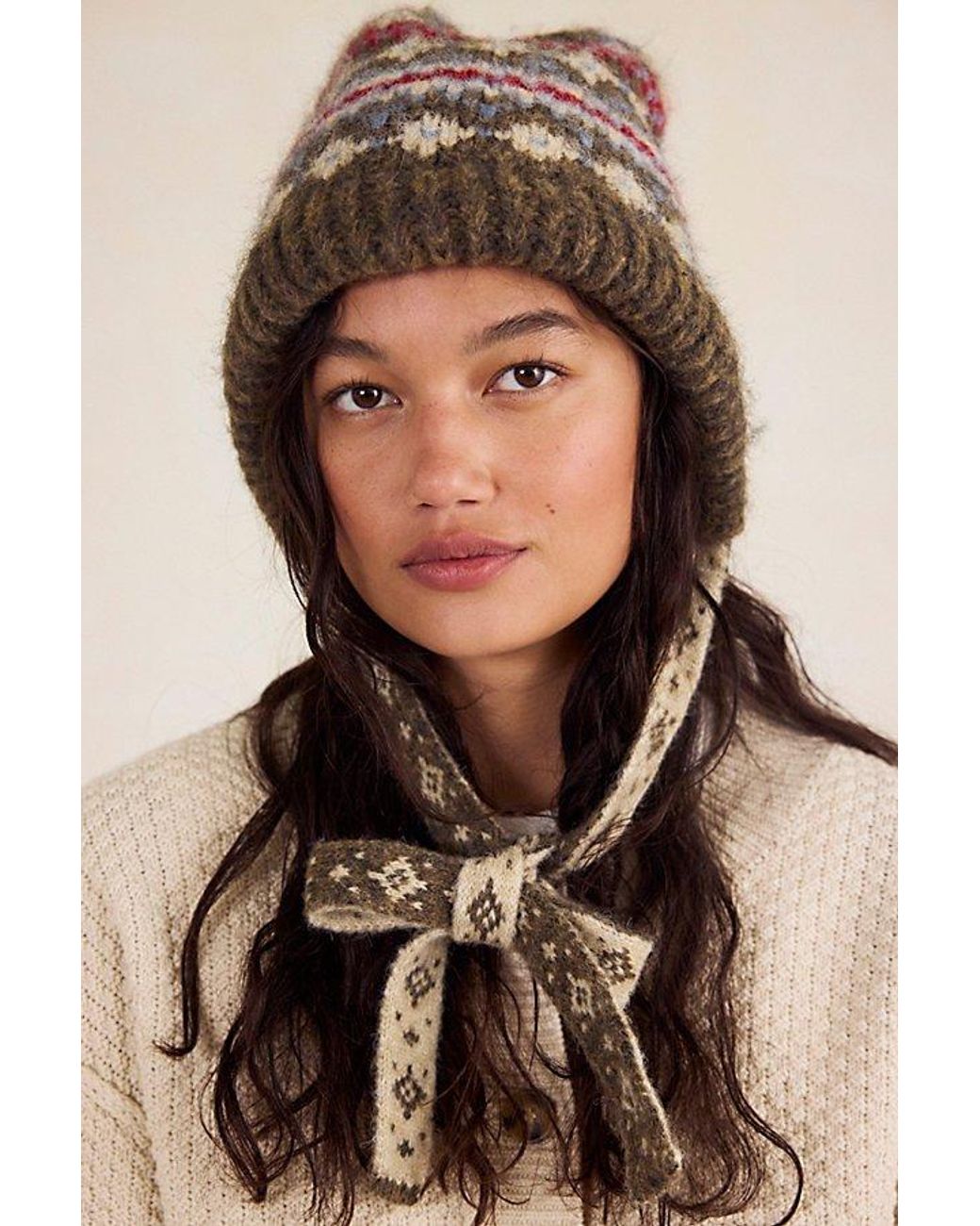 Free People Black Faro Fairisle Bonnet