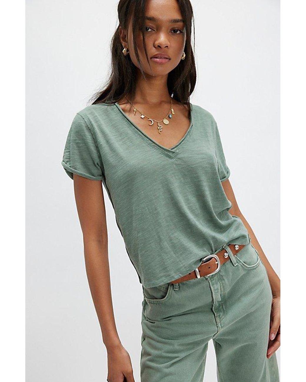 Free People Green Take 2 Tee