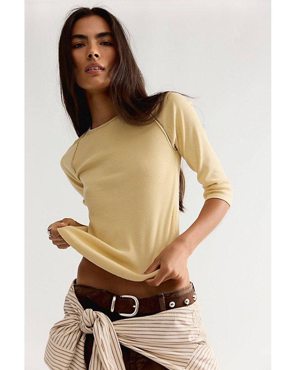 Free People Multicolor Easy Does It Three-Quarter Sleeve Top