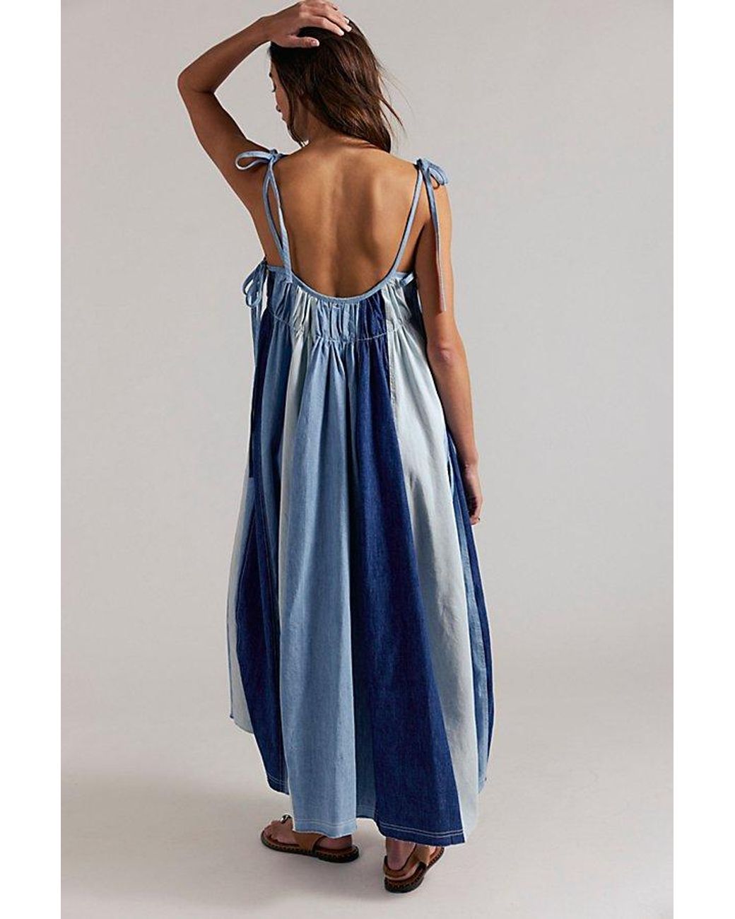 Free People Latta Denim Midi Dress in Blue | Lyst
