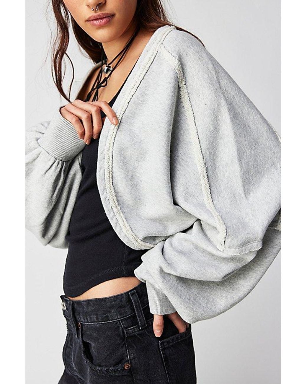 Free People Gray Shrug It Off Sweatshirt