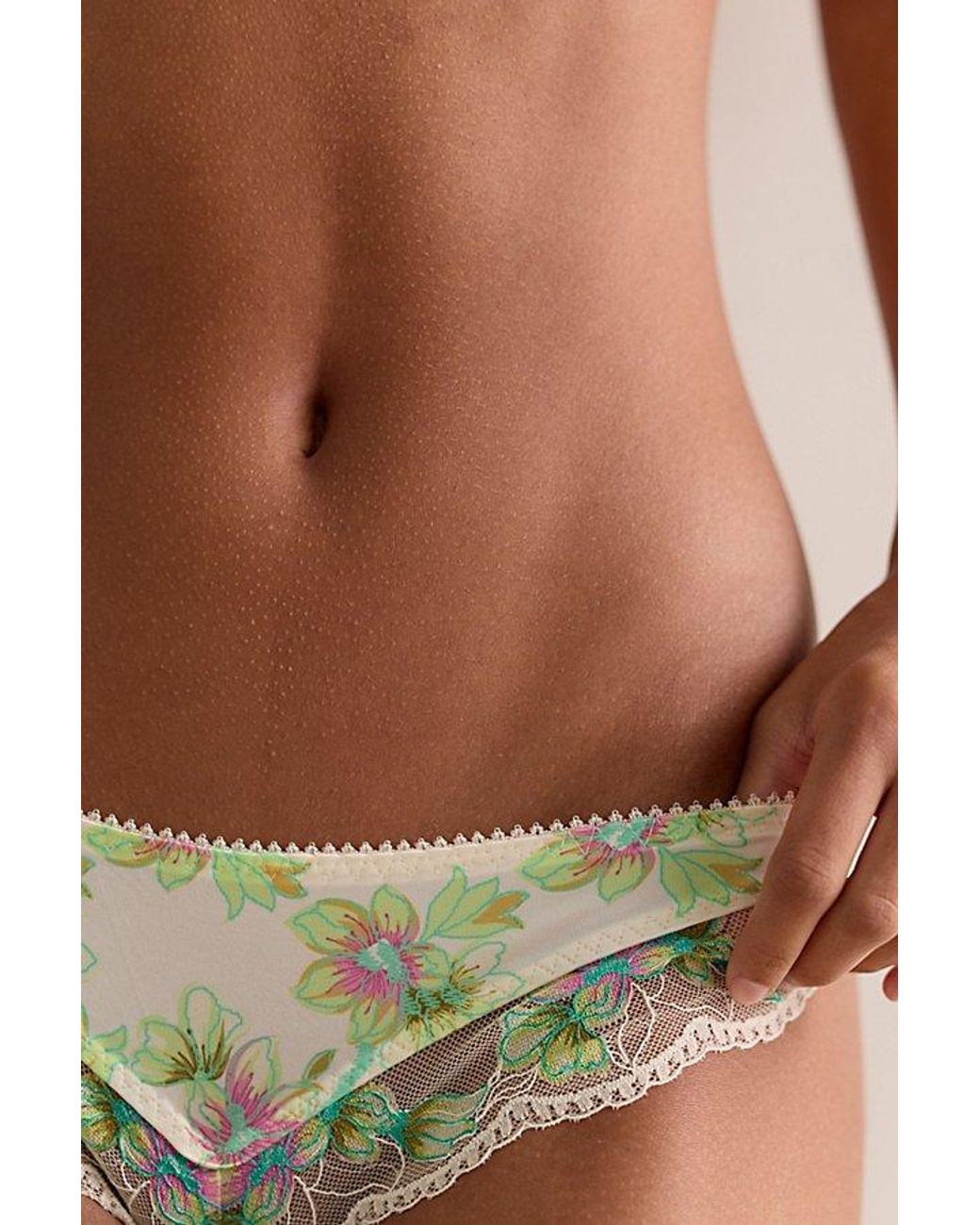 Intimately By Free People Green Printed Lace Undies By