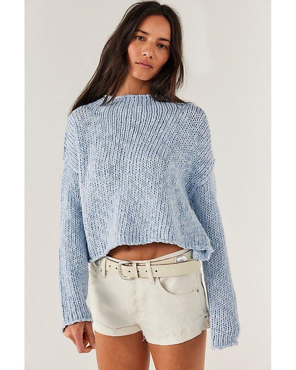 Free People Blue Opal Rollneck Knit Jumper