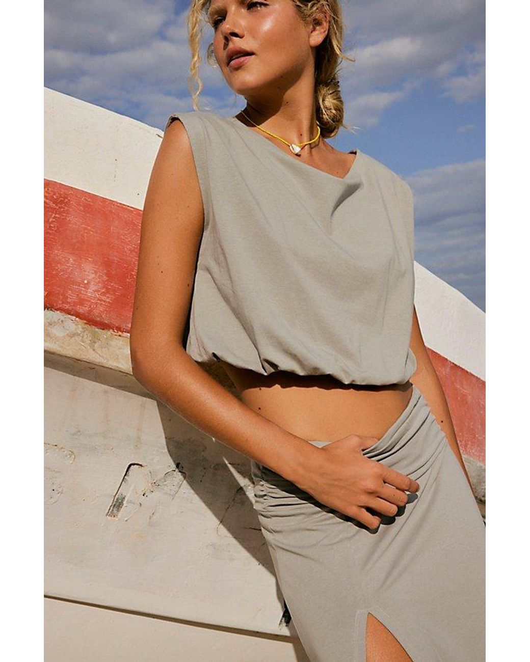 free-est Gray Portia Skirt Set By