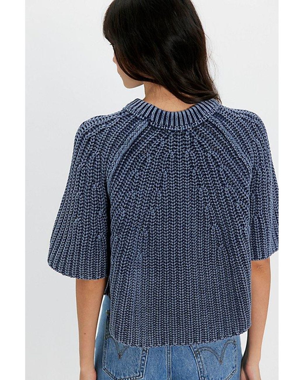 Free People Blue Amy Cotton Sweater Tee