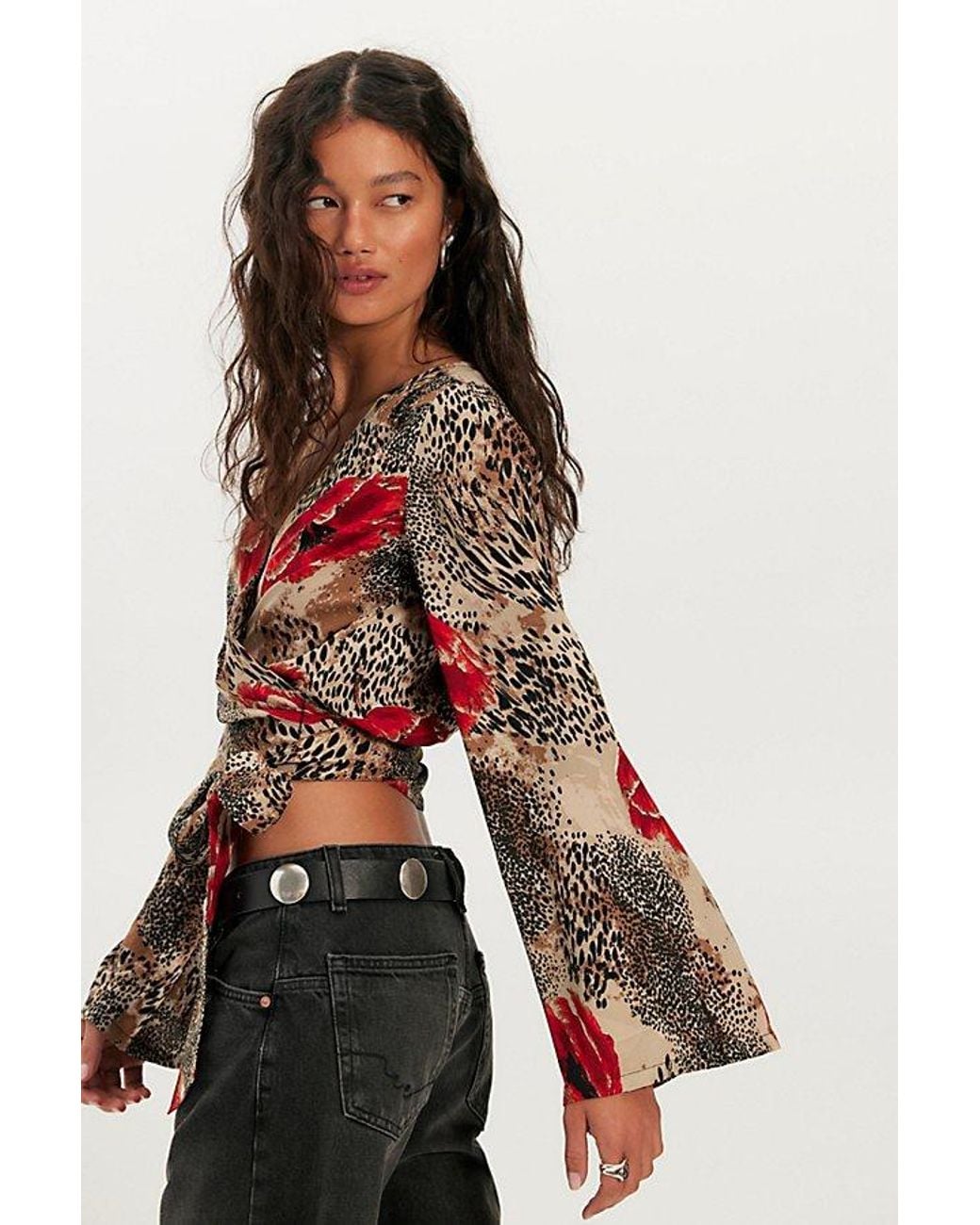 Free People Red Roxie Wrap Top