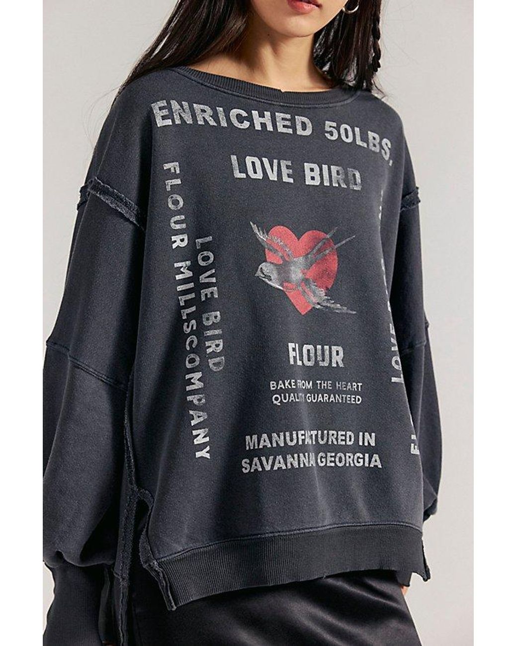 Free People Red Graphic Camden Pullover