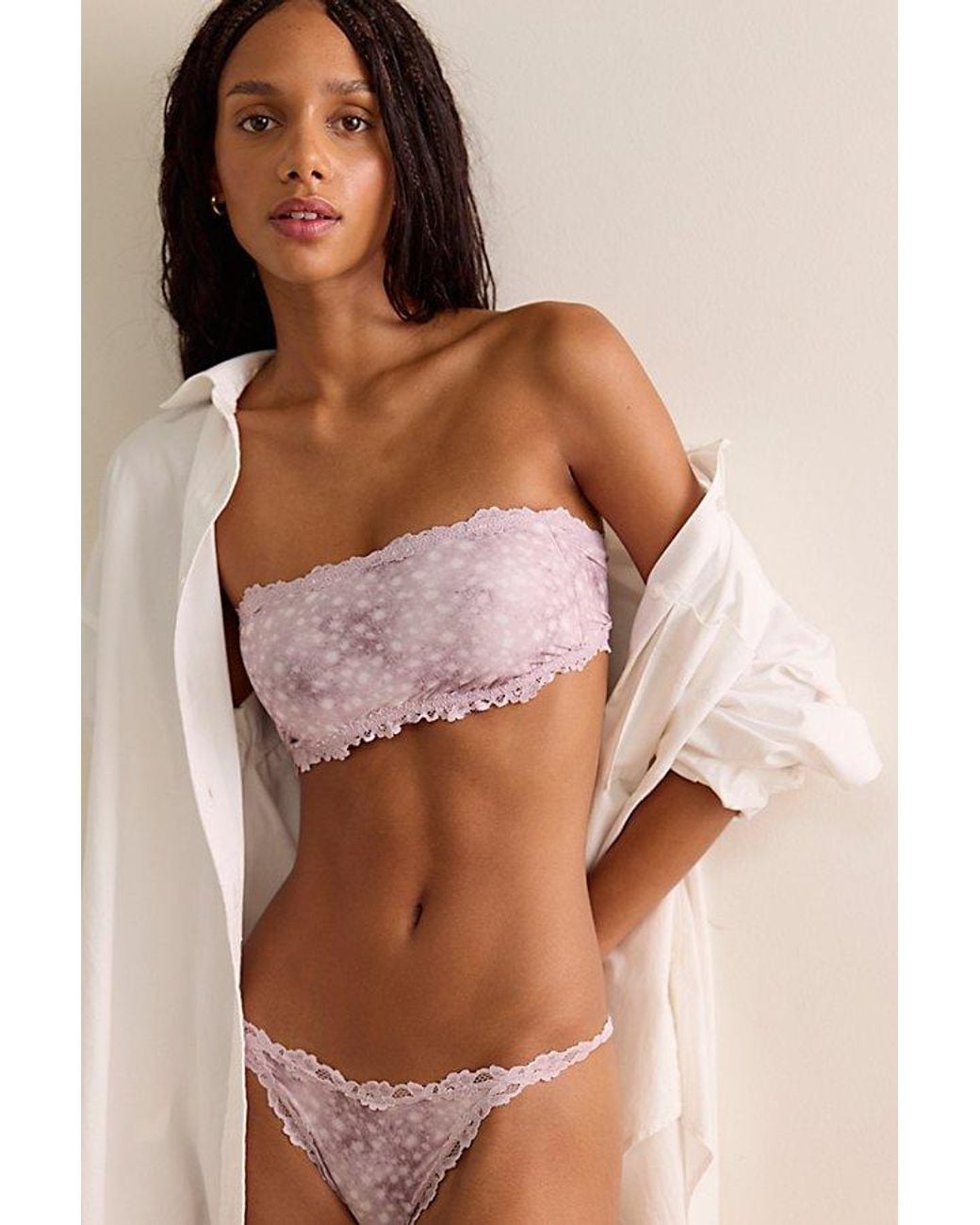 Intimately By Free People Brown Charlie Lace Printed Microfiber Bandeau By