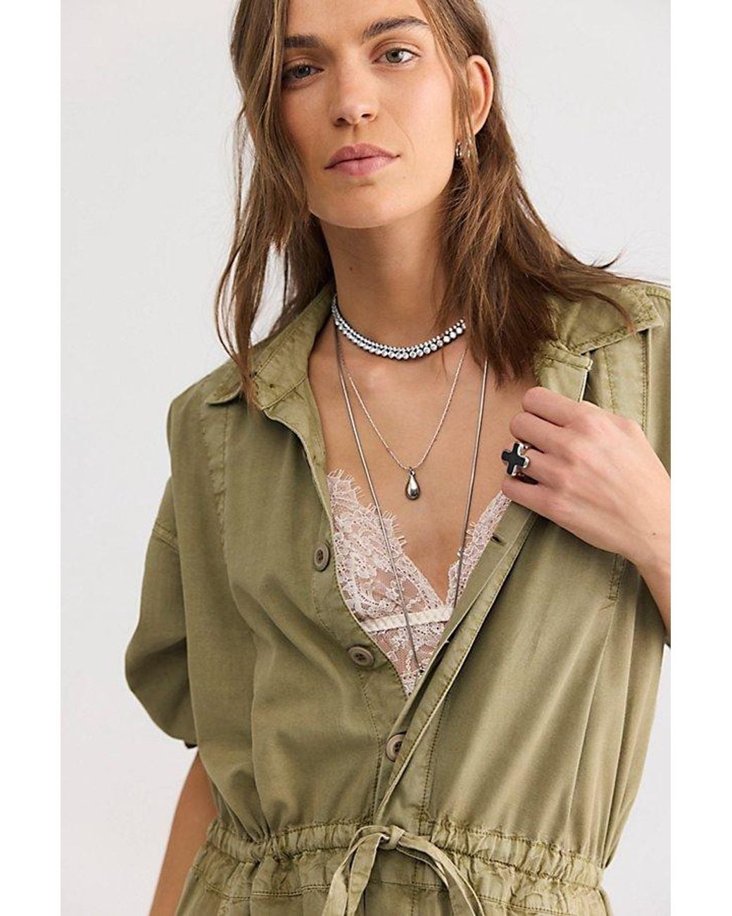 Free People Green Take Me Away Jumpsuit
