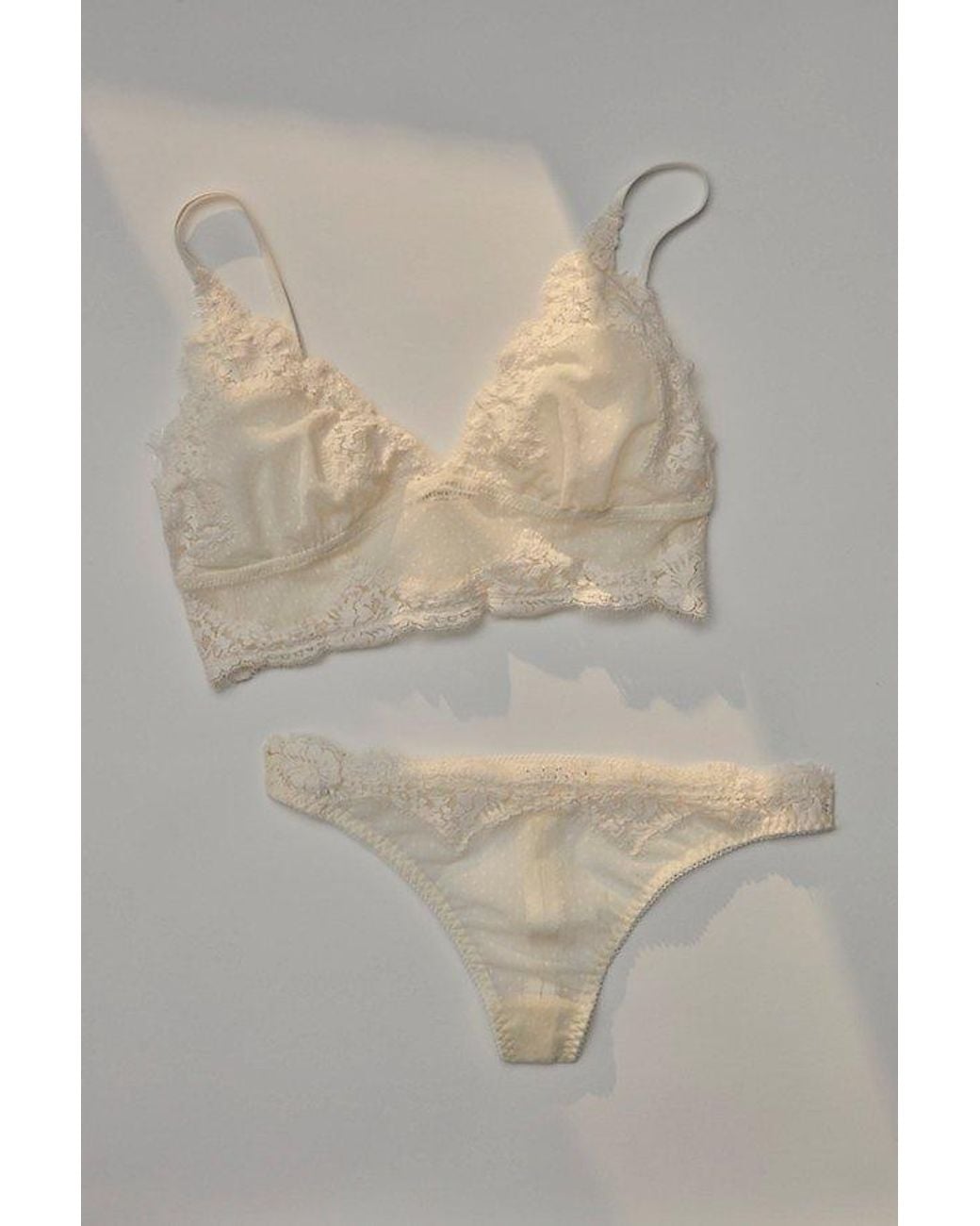 Intimately By Free People Natural Fiona Mesh Longline V-Neck Triangle Bralette By