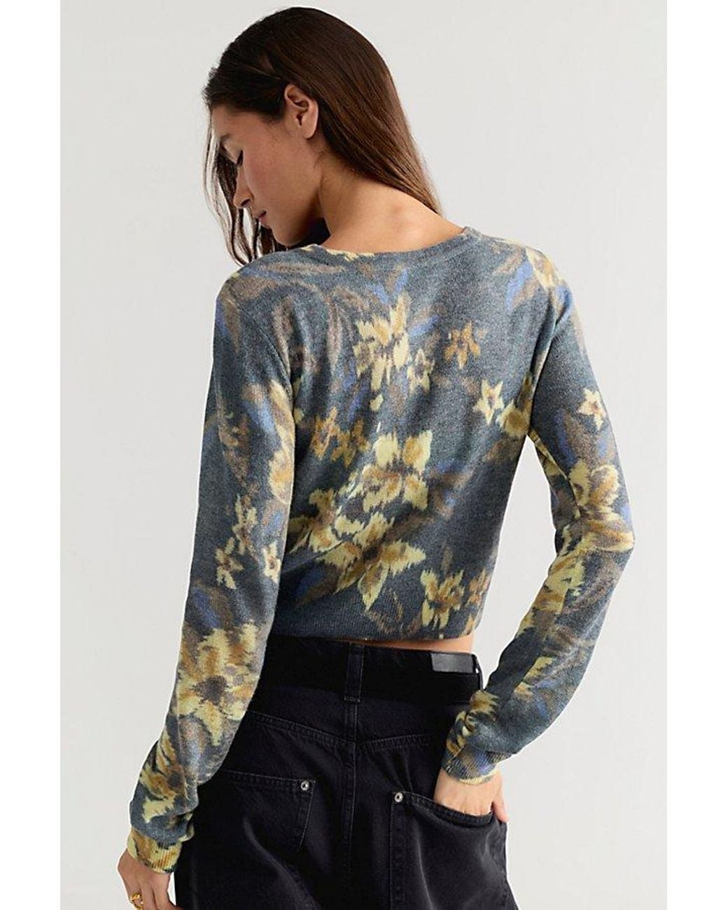 Free People Gray Willow Printed Cardi