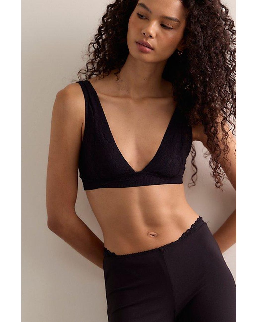 Intimately By Free People Black Smooth Talking Lace Wide-Strap Bralette By