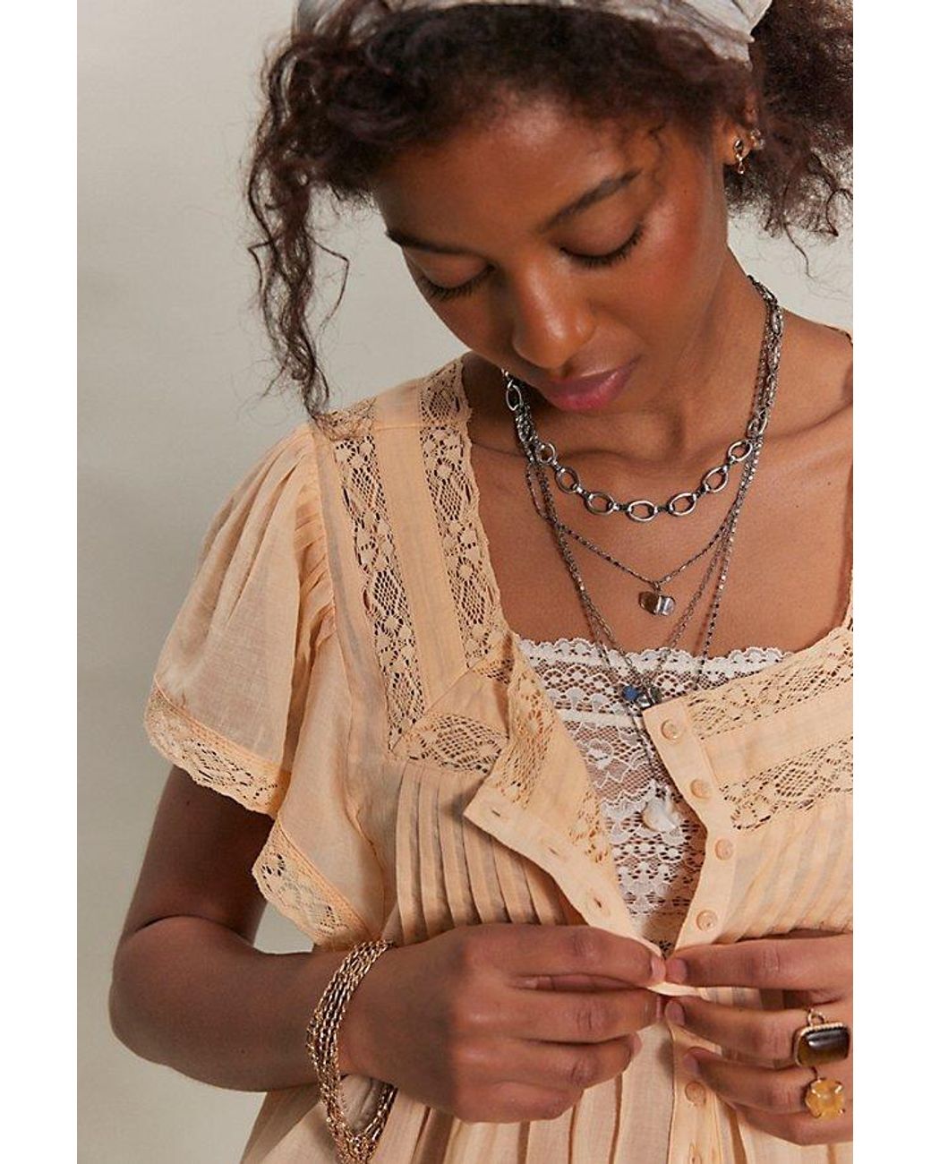 Free People Brown Monica Square Neck Button Down Top