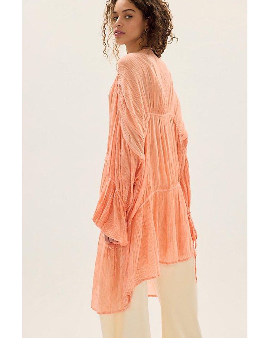 Free People White Juliet Sheer Tie-Front Duster Top