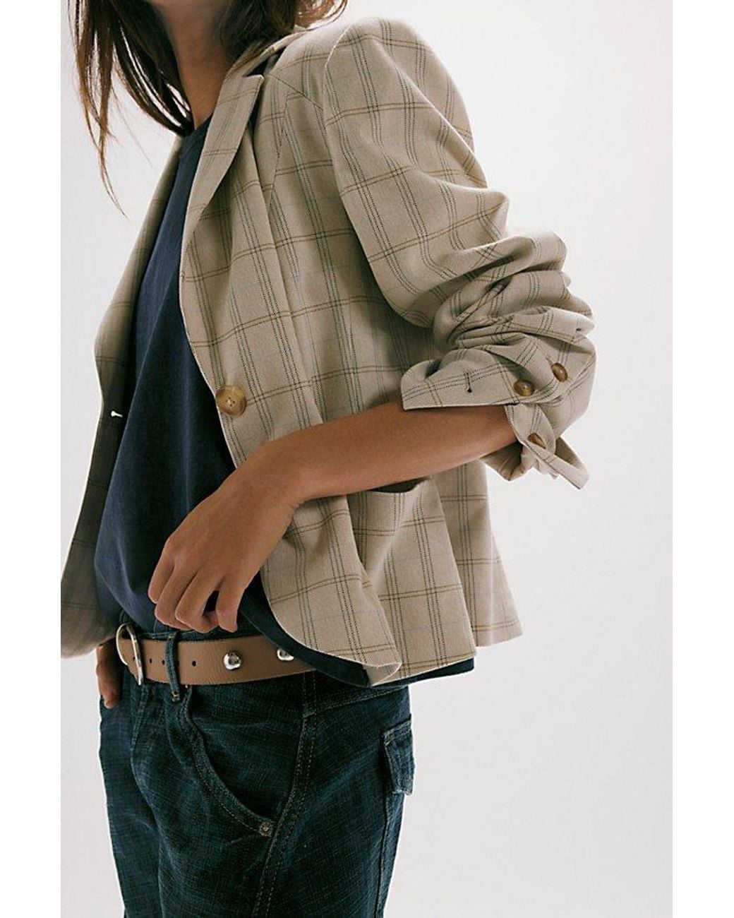 Free People Multicolor Whip Smart Plaid Blazer Jacket