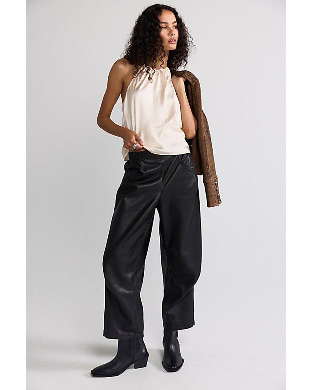 Free People Black We The Free Nice Choice Vegan Pull-On Pants
