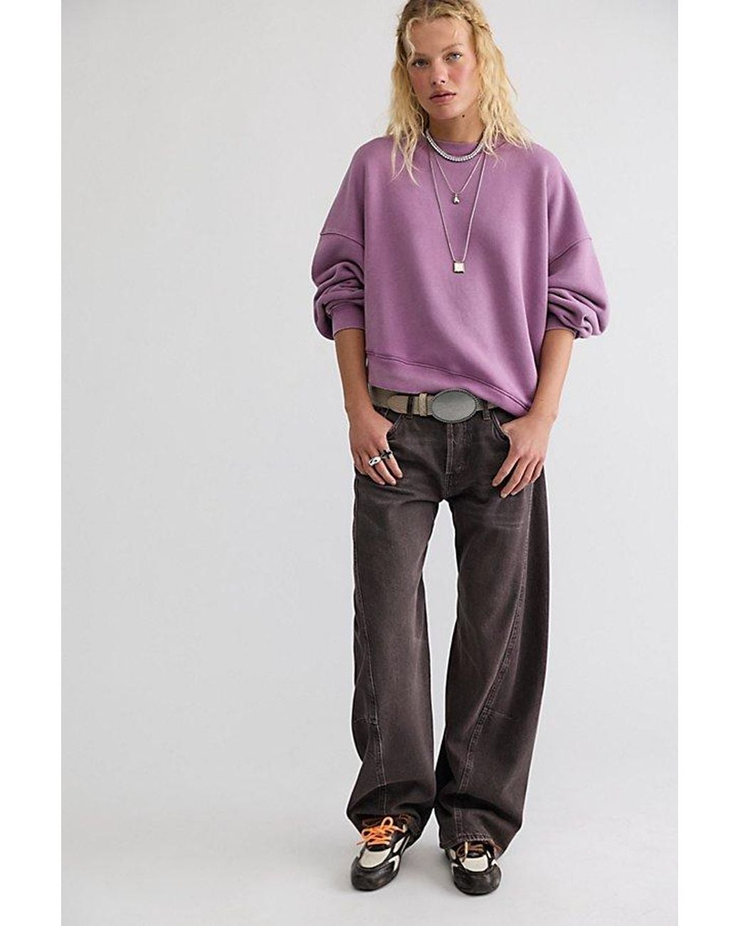 Free People Purple Jj Asymmetric Sweatshirt