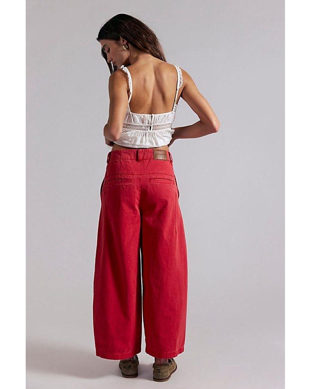 Free People Red Lay Down Chino Trousers