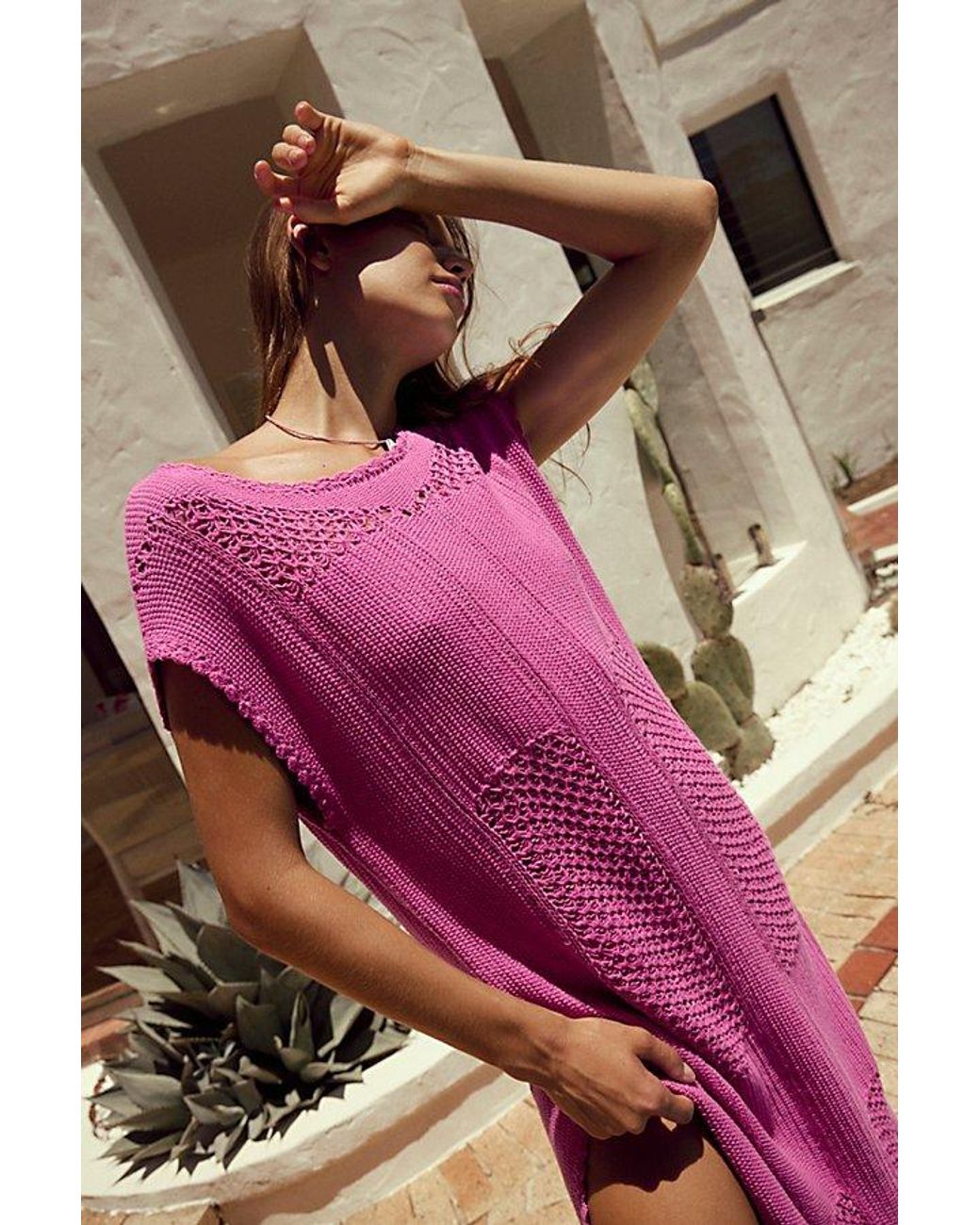 Free People Clair Fauxchet Midi Dress in Pink | Lyst