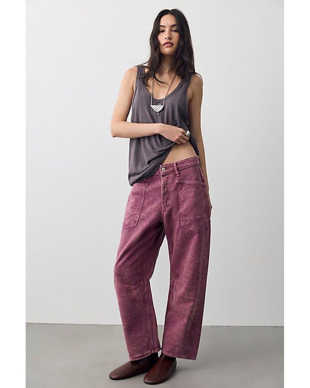 Free People Red We The Free Minimalist Moxie Barrel Jeans
