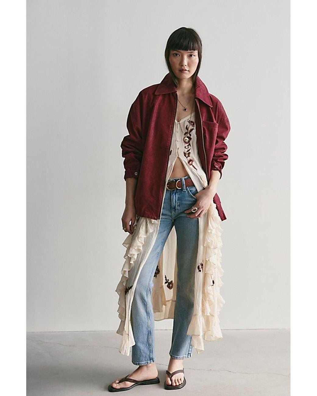Free People Red Sloane Vegan Suede Jacket